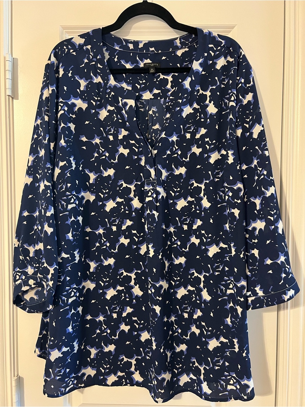 Talbots Blue and White Floral Print Top